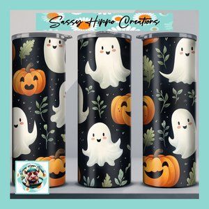 Skinny Tumbler Ghosts Jack O Lanterns Pumpkins Halloween Stainless-Steel 20oz